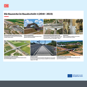 Infotafel aus dem Infopunkt Müllheim zum Thema Bauwerke im Bauabschnitt 1